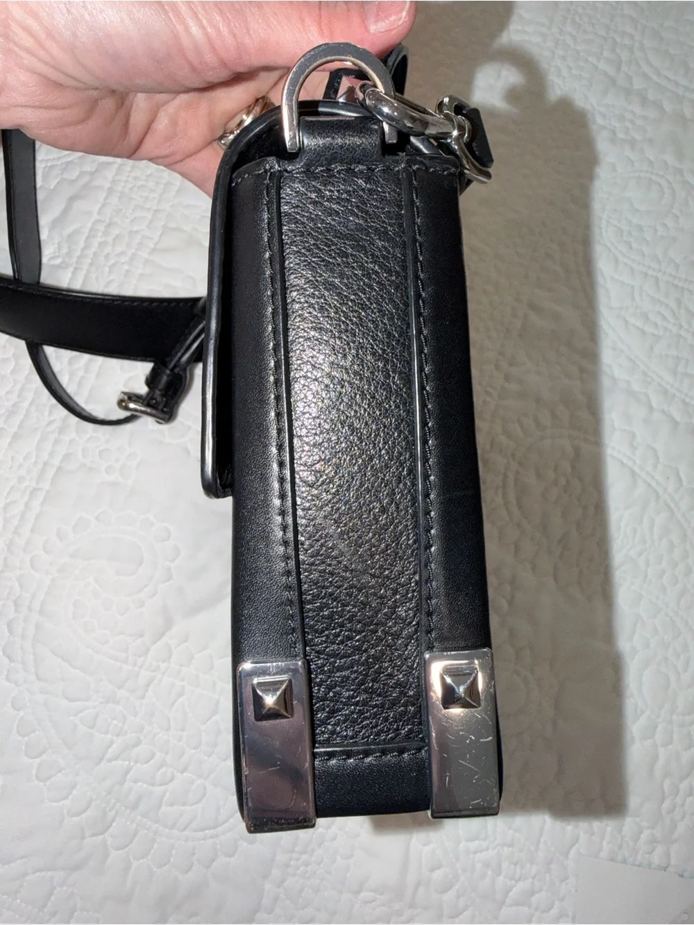 Michael Kors Jayne Small Black Leather Trunk Satchel Crossbody